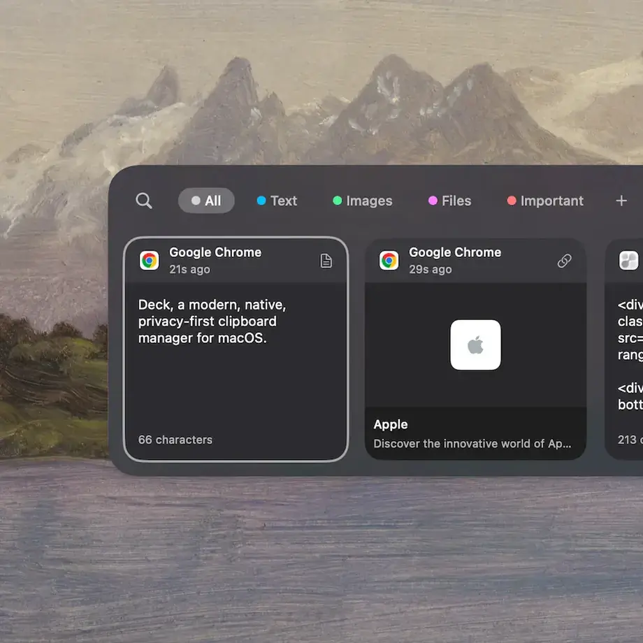 Deck clipboard interface preview